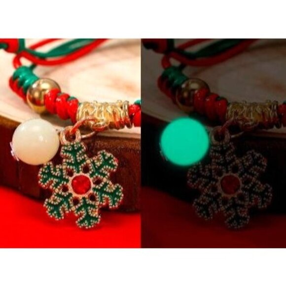 Snowflake Charm Braided Bead Glow in Dark Bracelet - Picture 2 of 4